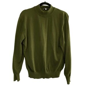MARK SHALE Men Pullover Mock Neck Long Sleeve Sweater Sz M Green Preppy 17-7